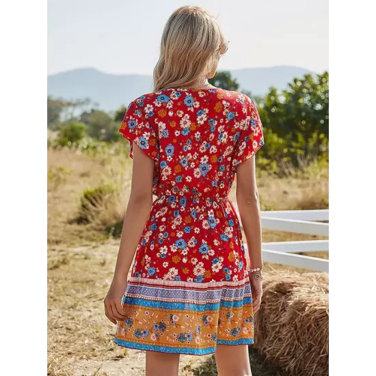 Women A-Line Floral Printed Bohemia Dress