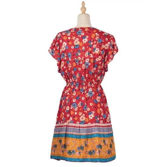 Women A-Line Floral Printed Bohemia Dress