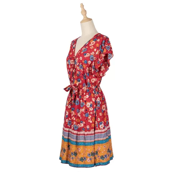 Women A-Line Floral Printed Bohemia Dress