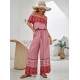 Women Wide Leg Floral Printed Bohemia Jumpsuit