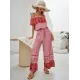 Women Wide Leg Floral Printed Bohemia Jumpsuit