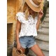 Vacation Flared Sleeves Polka Dot T-Shirts