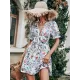 Vacation Puff Sleeves Floral Printed Bohemia Dress