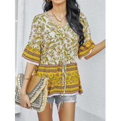 Bohemia Loose Floral Printed T-Shirt