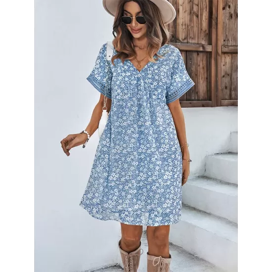 Loose A-Line Floral Printed Bohemia Dress