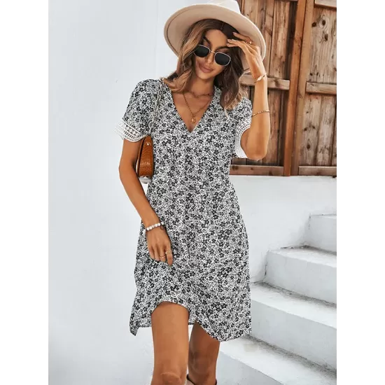 Loose A-Line Floral Printed Bohemia Dress