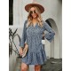 V-Neck Polka Dot Long Flare Sleeves Mini Dress