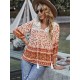 Peter Pan Neckline Bohemian Floral Blouse