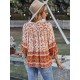 Peter Pan Neckline Bohemian Floral Blouse