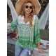 Peter Pan Neckline Bohemian Floral Blouse