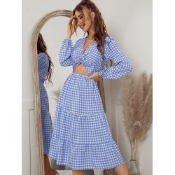 Vacation A-Line Plaid Hollow Midi Dresses