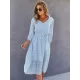 Casual Loose A-Line Buttoned Midi Dresses