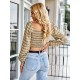 Long Sleeve Square Neck Crop Tops