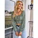 Long Sleeve Square Neck Crop Tops