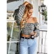 Long Sleeve Square Neck Crop Tops