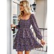 Autumn Square Neck Mini Dress