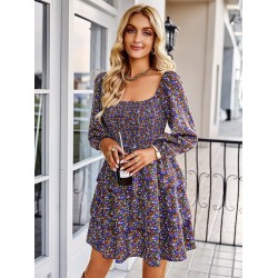 Autumn Square Neck Mini Dress