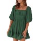 Bow Short Sleeves Mini Dress