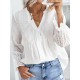 Button Lace Flare Blouse