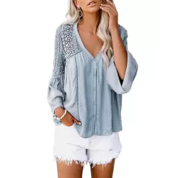 Flare Lace V-Neck Blouse