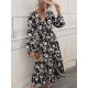 V-Neck Long Sleeve Maxi Dress