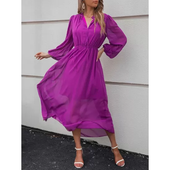 Fuchsia Long Sleeve Maxi Dress