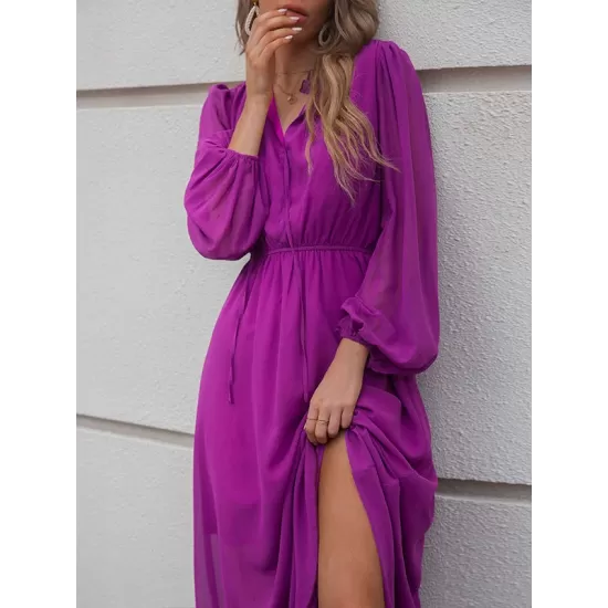 Fuchsia Long Sleeve Maxi Dress