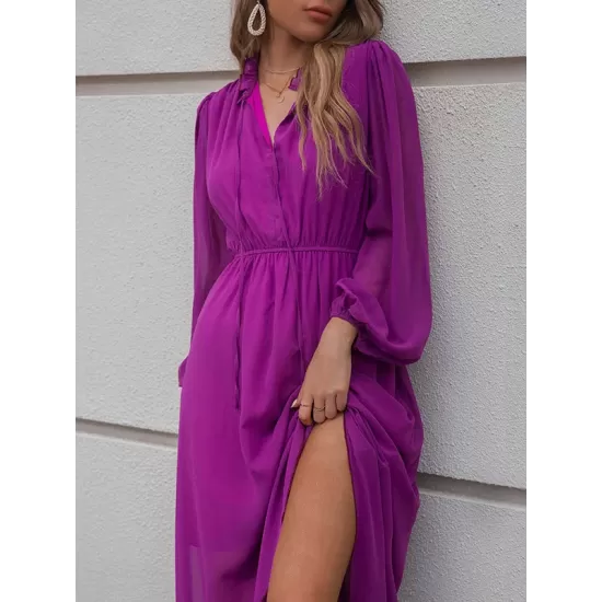 Fuchsia Long Sleeve Maxi Dress