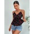 Wrap Printed Backless V-Neck Vest Top