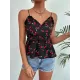 Wrap Printed Backless V-Neck Vest Top