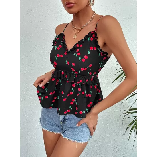 Wrap Printed Backless V-Neck Vest Top