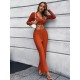 Casual High Waisted Solid Color V-Neck Two Pieces Set