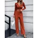 Casual High Waisted Solid Color V-Neck Two Pieces Set