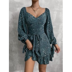 Bohemia Puff Sleeves Leopard V-Neck Dress