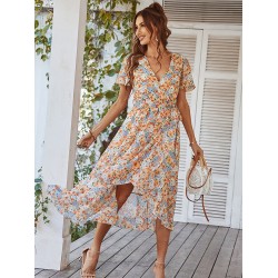 Bohemia A-Line Floral V-Neck Dress