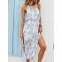 Bohemia Irregular Clipping Floral Round-Neck Dress