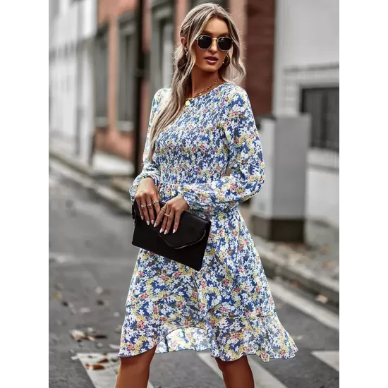 Bohemia Puff Sleeves Floral Dress