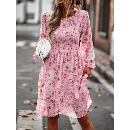 Bohemia Puff Sleeves Floral Dress