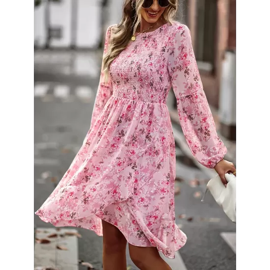 Bohemia Puff Sleeves Floral Dress