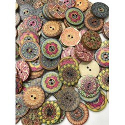 About 100Pcs Multi-Color Wooden Round Sewing Buttons For DIY Craft Decoration