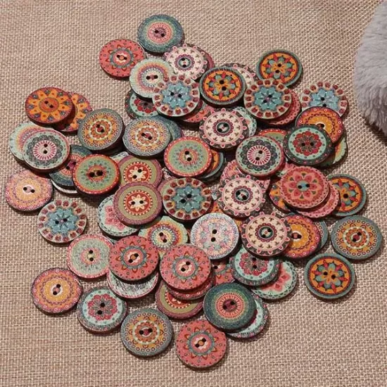 About 100Pcs Multi-Color Round Buttons