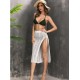 Knitted Solid Color Hollow See-Through Split-Side Cover-Up Swimwear