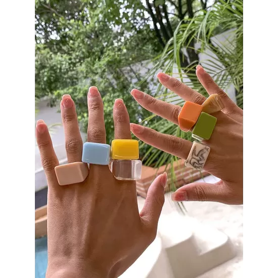 Original Stylish Resin 8 Colors Geometric Ring