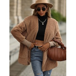 Casual Loose Solid Color Hooded Coat