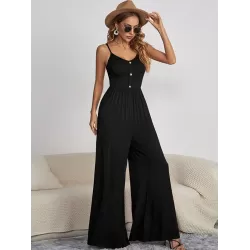 Vacation Sleeveless Solid Color Jumpsuit