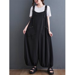 Loose Oversize Solid Color Zipper Jumpsuits Bottoms