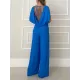 Backless Hollow Solid Color High-Low Wide Leg Round-Neck Jumpsuits Bottoms