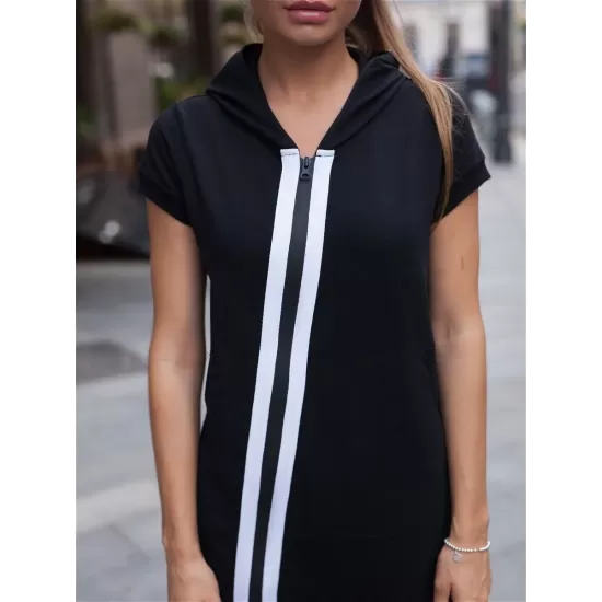 Fashion Stripes Zipper Hooded Jumpsuits