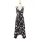 Vacation Sleeveless Floral Printed Backless V-Neck Dress