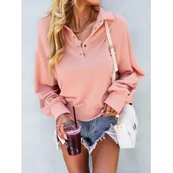 Vacation Loose Buttoned T-Shirts Tops